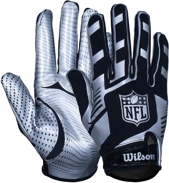 Wilson NFL Stretch Fit Football Gloves - Silver Wilson NFL Stretch Fit Football Gloves - Silver