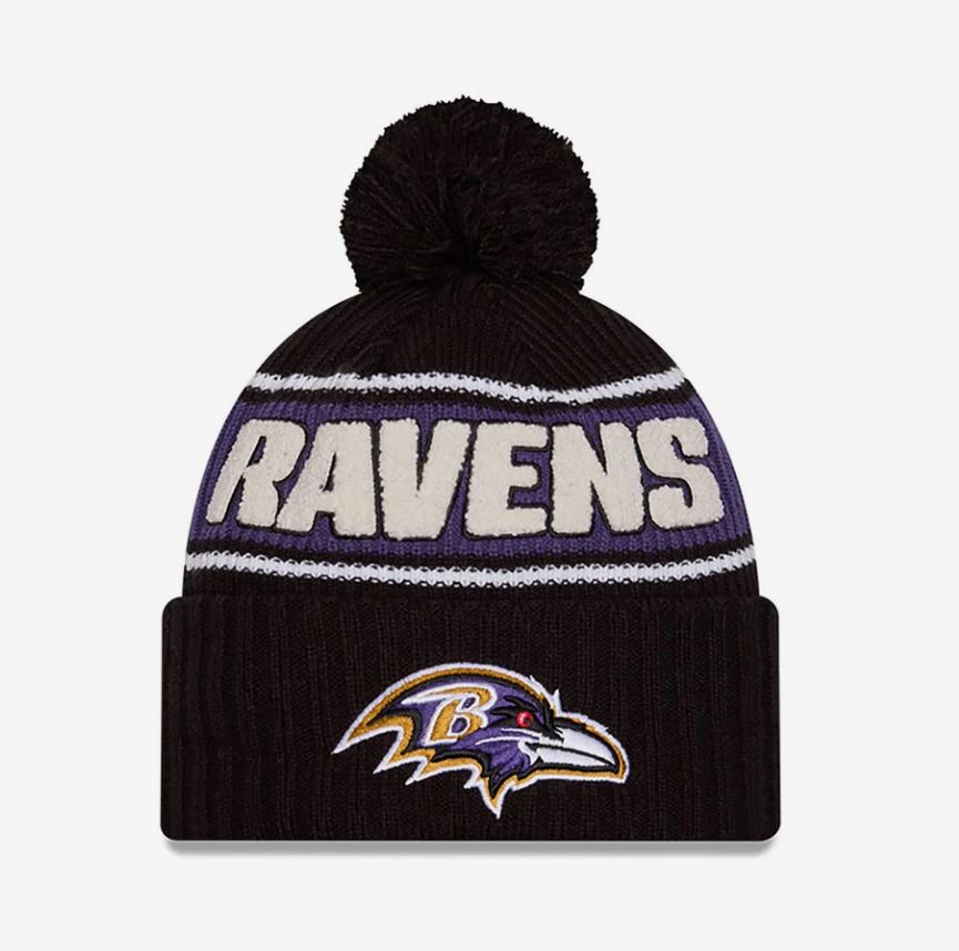 New Era Baltimore Ravens Sideline 2024 Bommelmütze