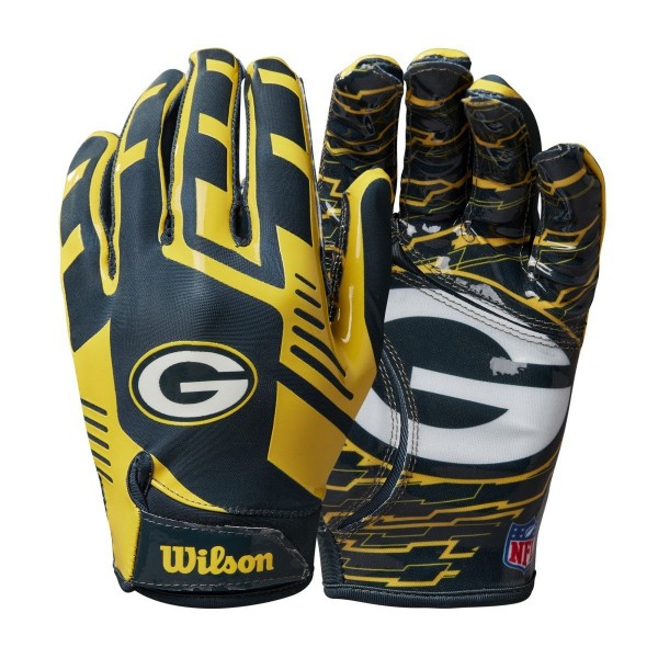 Wilson NFL Youth WR Gloves - Green Bay Packers