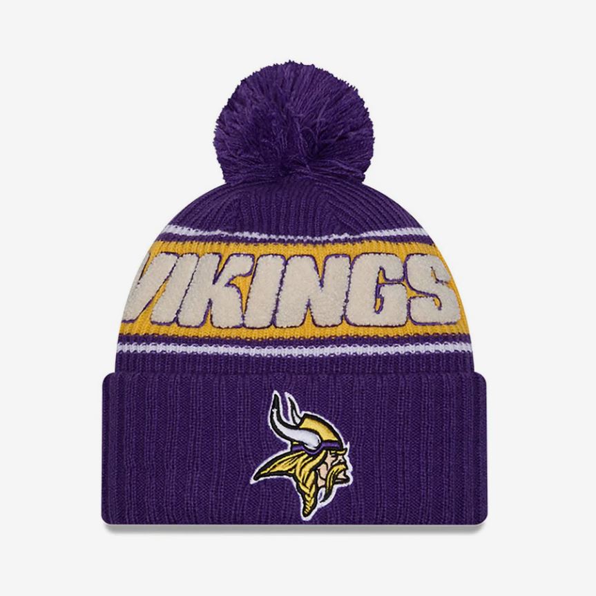 New Era Minnesota Vikings Sideline 2024 Bommelmütze